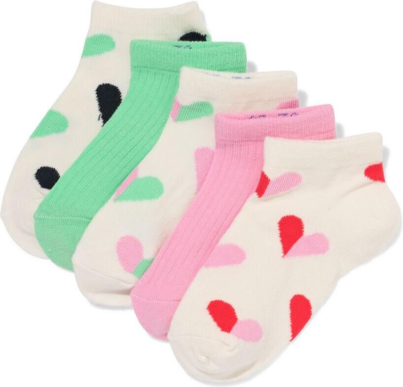 HEMA Kinder Enkelsokken Hartjes 5 Paar Beige (beige)