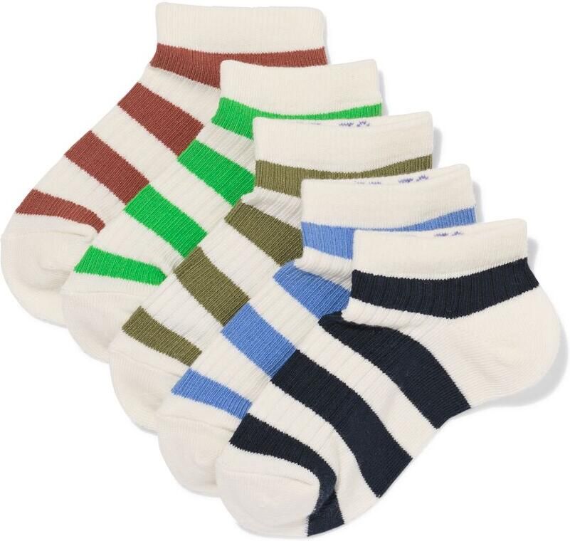 HEMA Kinder Enkelsokken Rib Strepen 5 Paar Donkerblauw (donkerblauw)