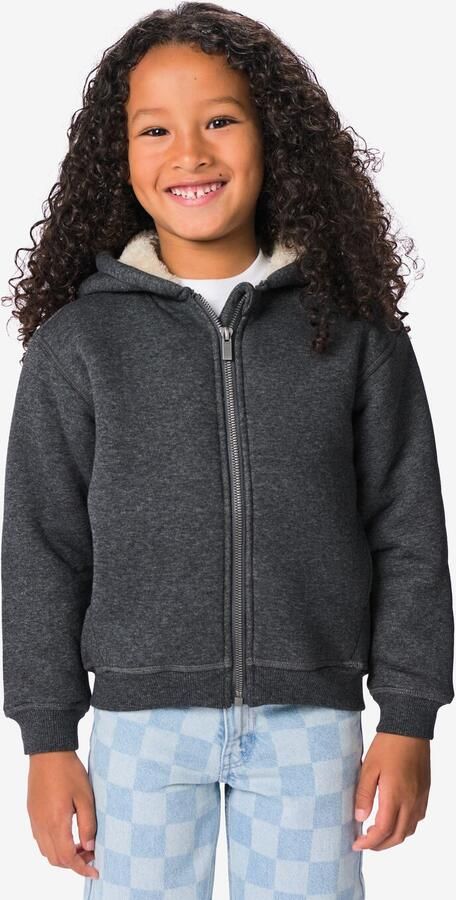 HEMA Kinder Hoodievest Sweatstof Teddy Grijs