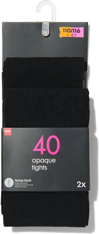 HEMA Kinder Panty Temptech 40denier 2 Stuks Zwart (zwart)