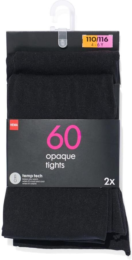 HEMA Kinder Panty Temptech 60denier 2 Stuks Zwart (zwart)