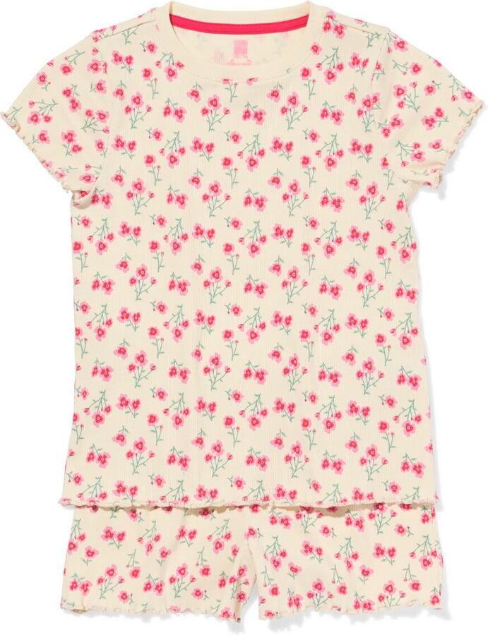 HEMA Kinder Shortama Bloem Gebroken Wit (gebroken wit)