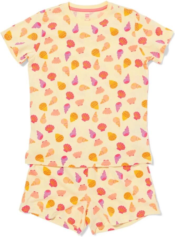 HEMA Kinder Shortama Print Geel (geel)