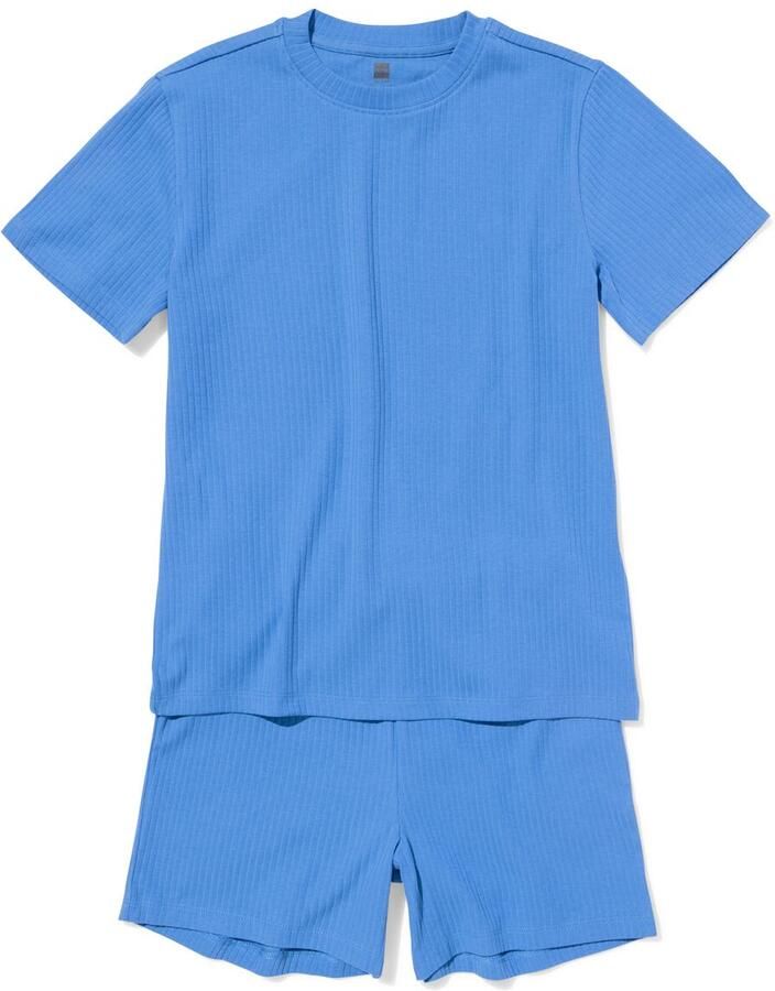HEMA Kinder Shortama Rib Blauw (blauw)