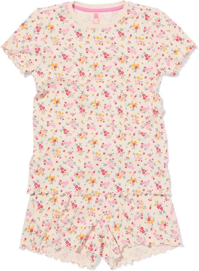 HEMA Kinder Shortama Rib Bloemen Gebroken Wit (gebroken wit) - Foto 2