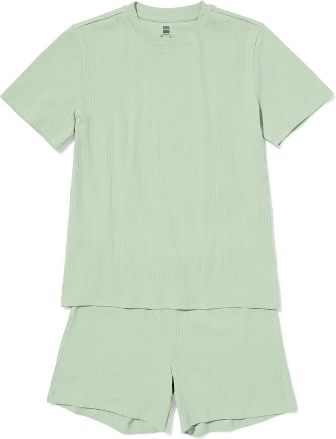 HEMA Kinder Shortama Rib Groen (groen)
