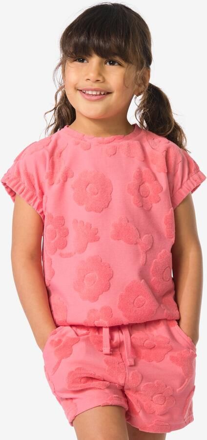 HEMA Kinder T-shirt Badstof Bloemen Roze (roze)