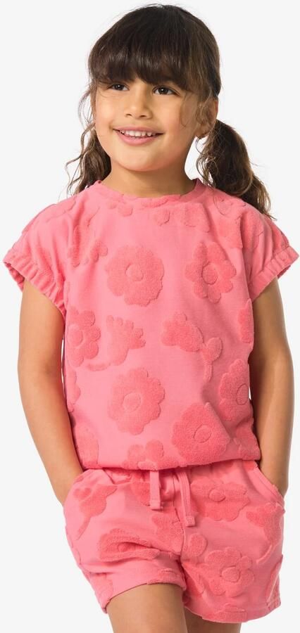HEMA Kinder T-shirt Badstof Bloemen Roze (roze)