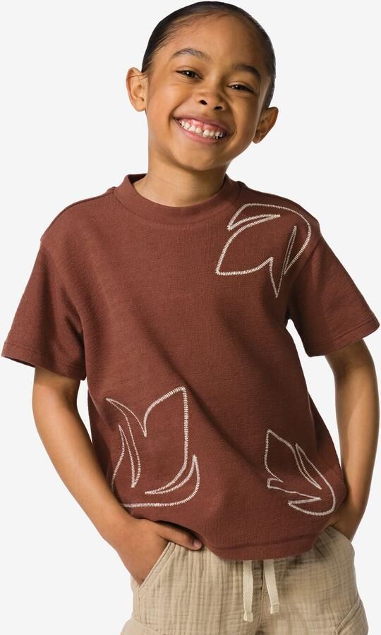 HEMA Kinder T-shirt Bladeren Bruin (bruin)