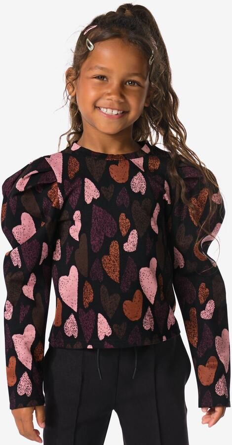 HEMA Kinder T-shirt Hartjes Zwart (zwart) - Foto 2