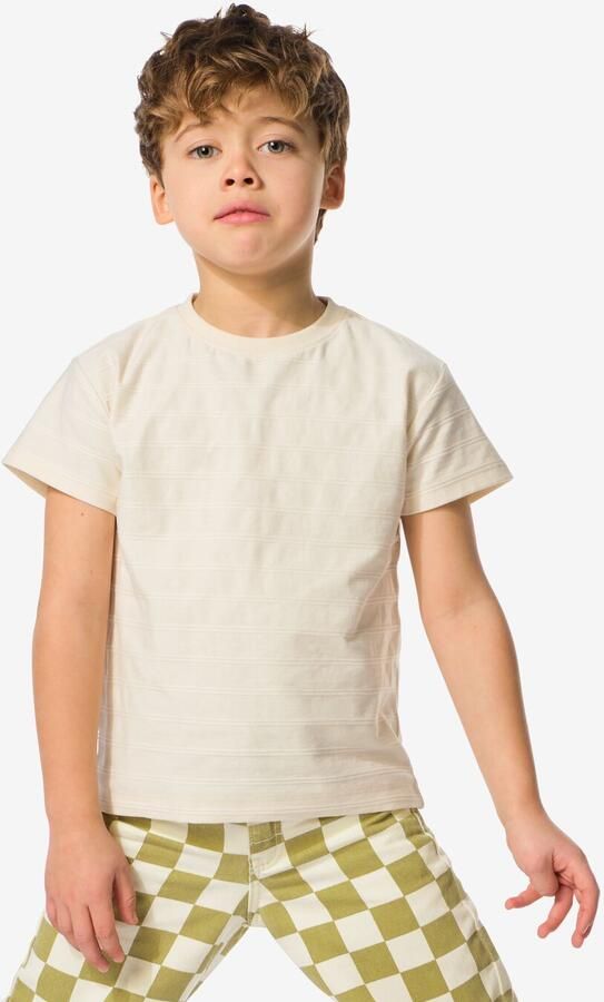 HEMA Kinder T-shirt Jacquard Strepen Ecru (ecru) - Foto 2