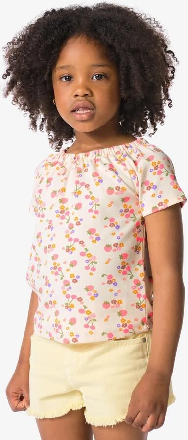 HEMA Kinder T-shirt Jersey Aardbeien Ecru (ecru)
