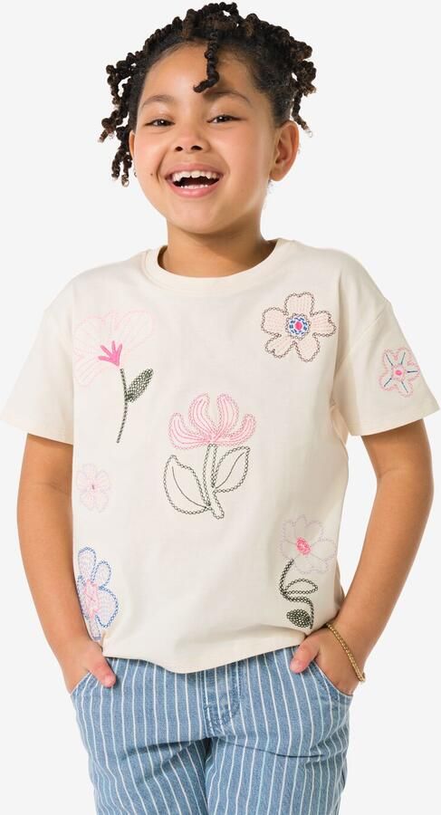 HEMA Kinder T-shirt Jersey Bloemen Ecru (ecru) - Foto 2