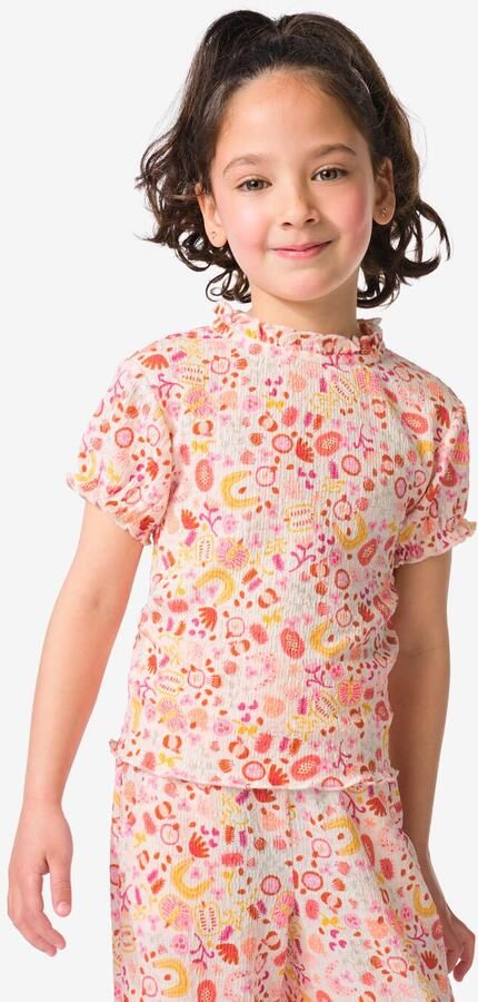 HEMA Kinder T-shirt Jersey Bloemen Ecru (ecru)