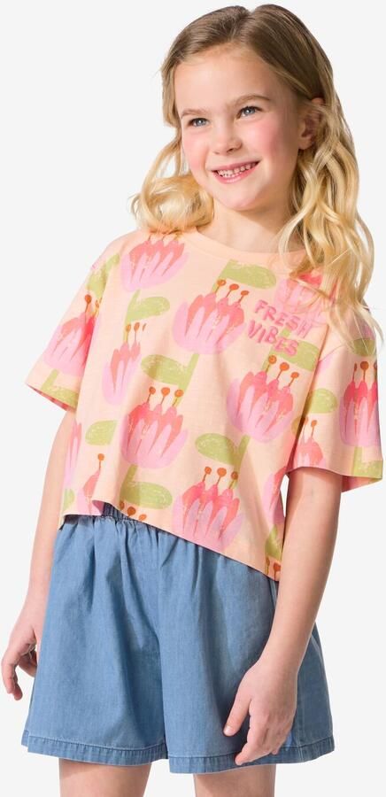 HEMA Kinder T-shirt Jersey Bloemen Lichtroze (lichtroze) - Foto 2