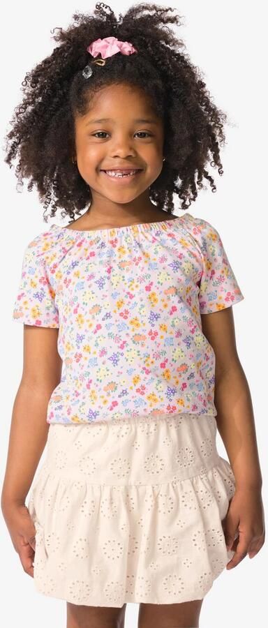 HEMA Kinder T-shirt Jersey Bloemen Paars (paars)