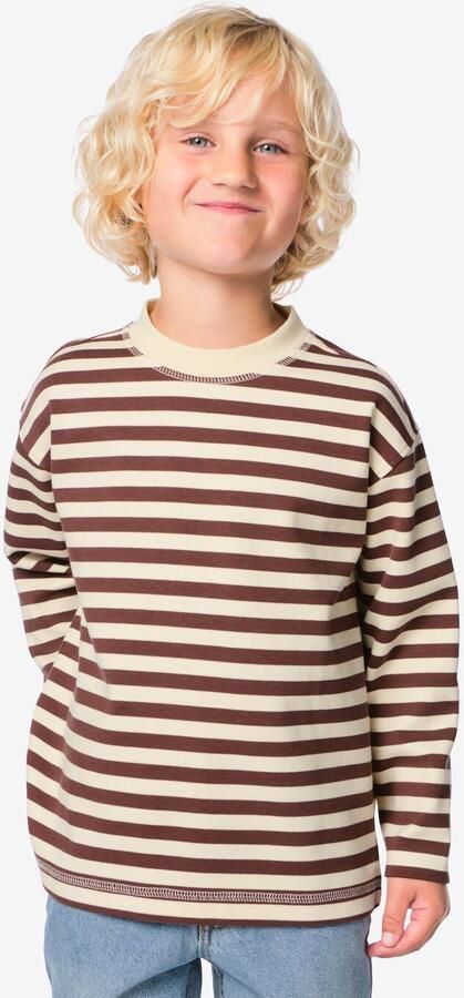 HEMA Kinder T-shirt Jersey Strepen Bruin (bruin)