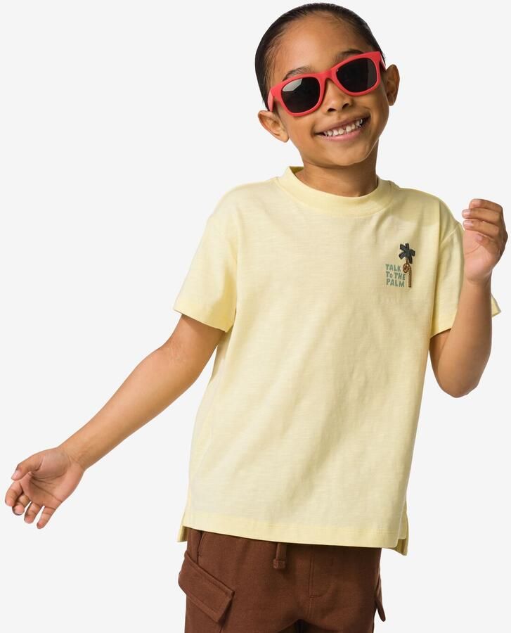 HEMA Kinder T-shirt Palm Lichtgeel (lichtgeel)