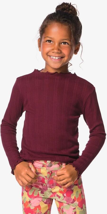 HEMA Kinder T-shirt Pointelle Bordeauxrood (bordeauxrood)