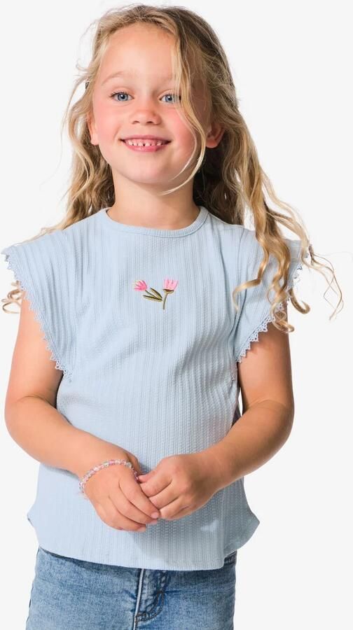 HEMA Kinder T-shirt Rib Blauw (blauw)