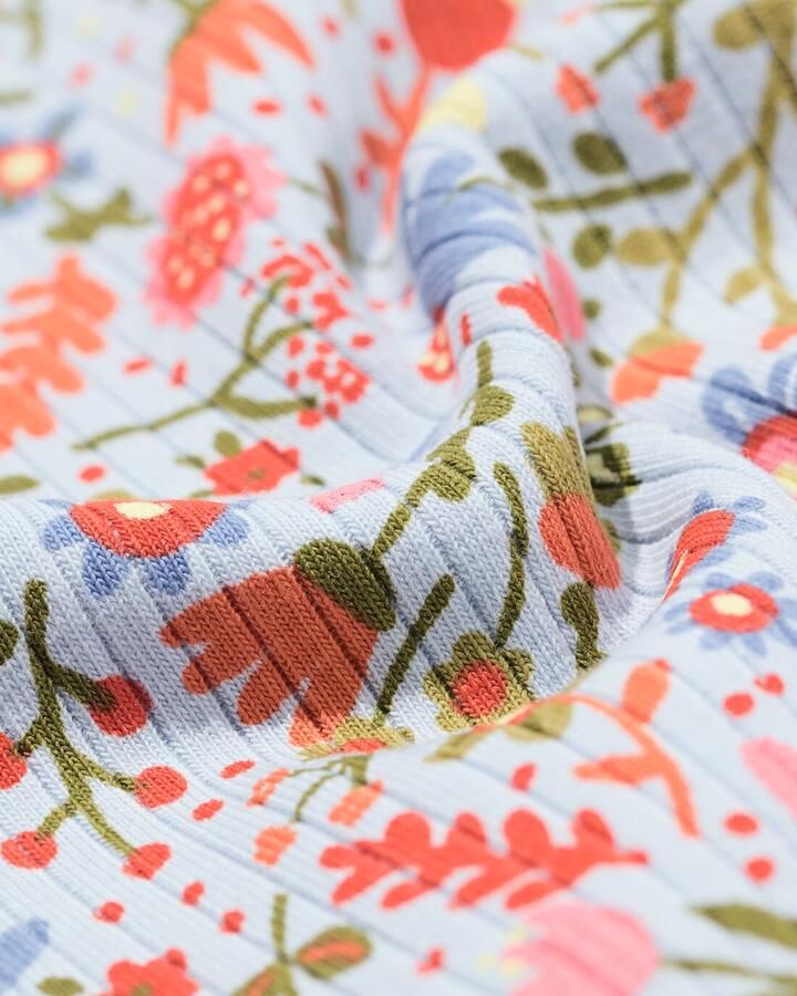 HEMA Kinder T-shirt Rib Bloemen Blauw (blauw) - Foto 2