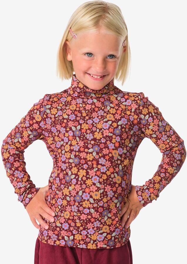 HEMA Kinder T-shirt Rib Bloemen Bordeauxrood (bordeauxrood) - Foto 2