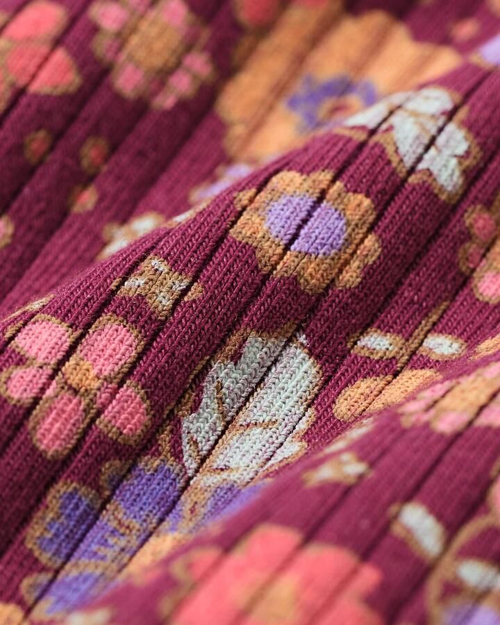 HEMA Kinder T-shirt Rib Bloemen Bordeauxrood (bordeauxrood)