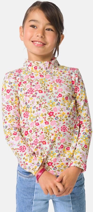 HEMA Kinder T-shirt Rib Bloemen Ecru (ecru) - Foto 2