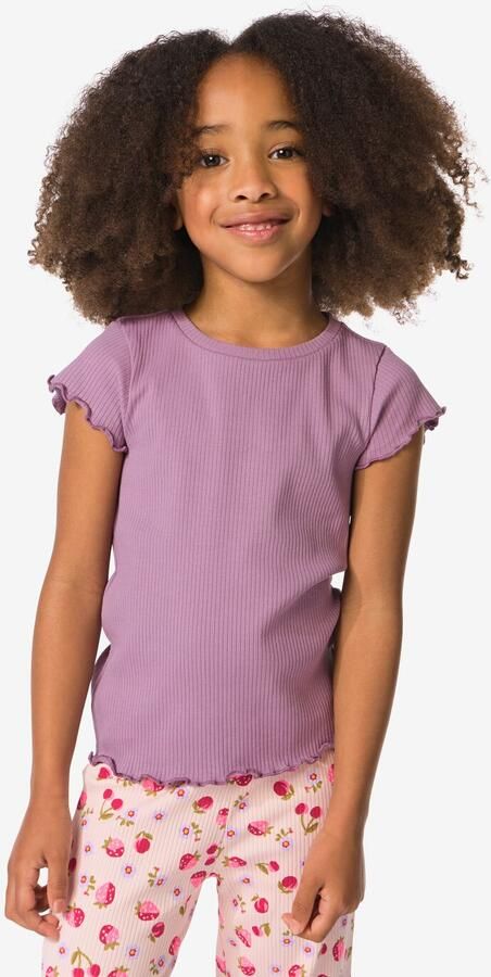 HEMA Kinder T-shirt Rib Donkerpaars (donkerpaars) - Foto 2