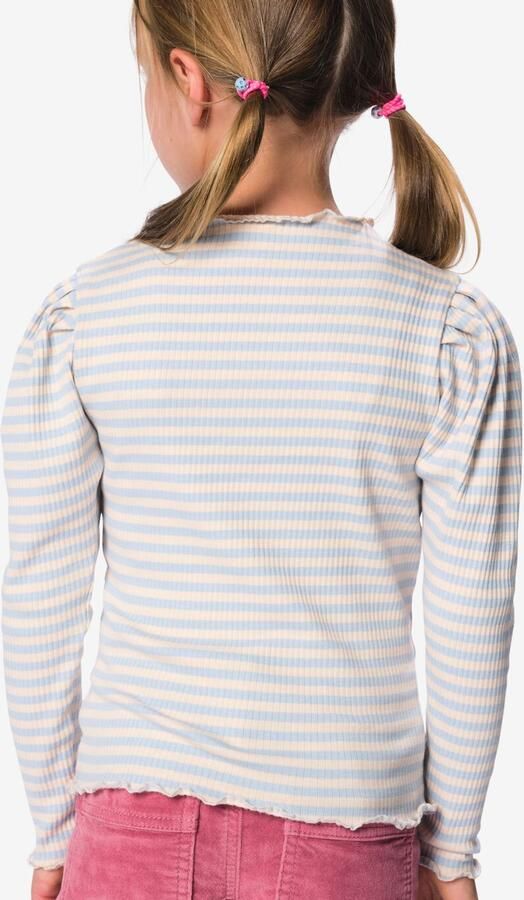 HEMA Kinder T-shirt Rib Strepen Lichtblauw - Foto 2
