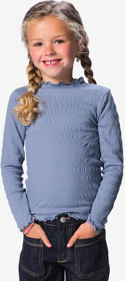 HEMA Kinder T-shirt Ruches Blauw (blauw)