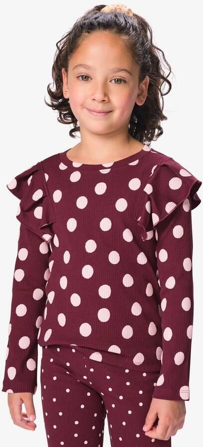 HEMA Kinder T-shirt Stippen Bordeauxrood