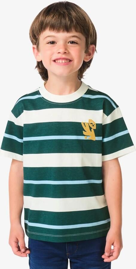 HEMA Kinder T-shirt Strepen Donkergroen (donkergroen)