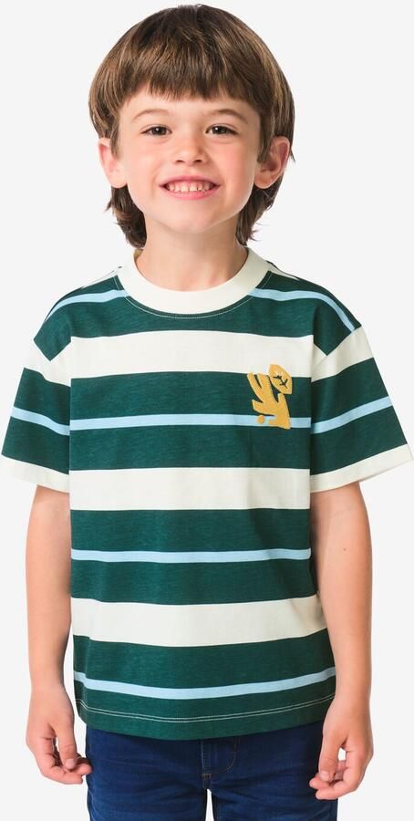 HEMA Kinder T-shirt Strepen Donkergroen (donkergroen)