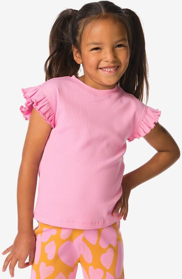 HEMA Kinder T-shirts Rib Bloemen 2 Stuks Roze (roze) - Foto 2