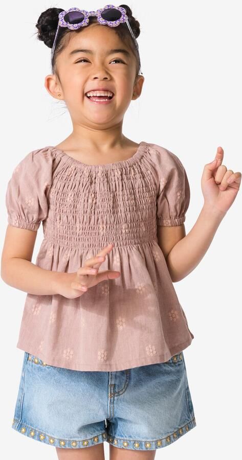 HEMA Kinderblouse Bloemen Oudroze (oudroze)