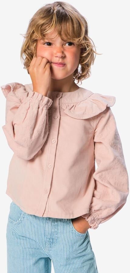 HEMA Kinderblouse Corduroy Bloemen Lichtroze (lichtroze)