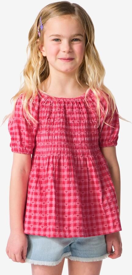 HEMA Kinderblouse Hartjes Ruiten Roze (roze)