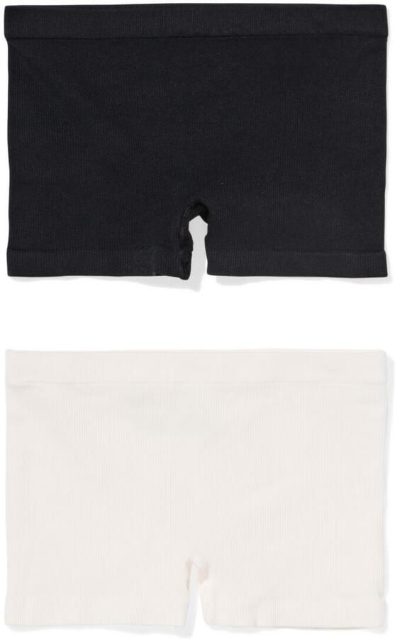 HEMA Kinderboxers Naadloos Rib 2 Stuks Zwart wit (zwart wit)