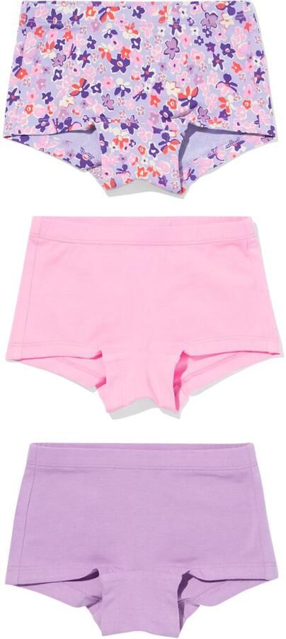 HEMA Kinderboxers Stretch Katoen Bloemen 3 Stuks Roze (roze)