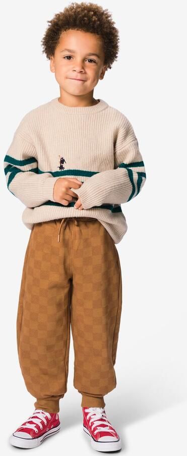 HEMA Kinderbroek Regular Fit Ruiten Middenbruin
