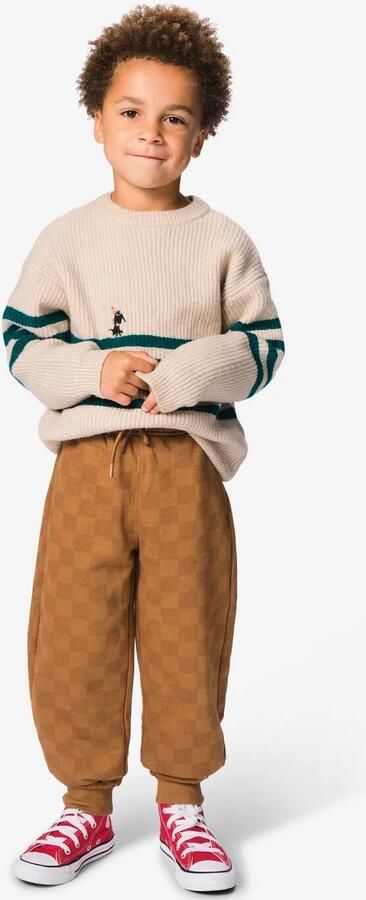 HEMA Kinderbroek Regular Fit Ruiten Middenbruin - Foto 1