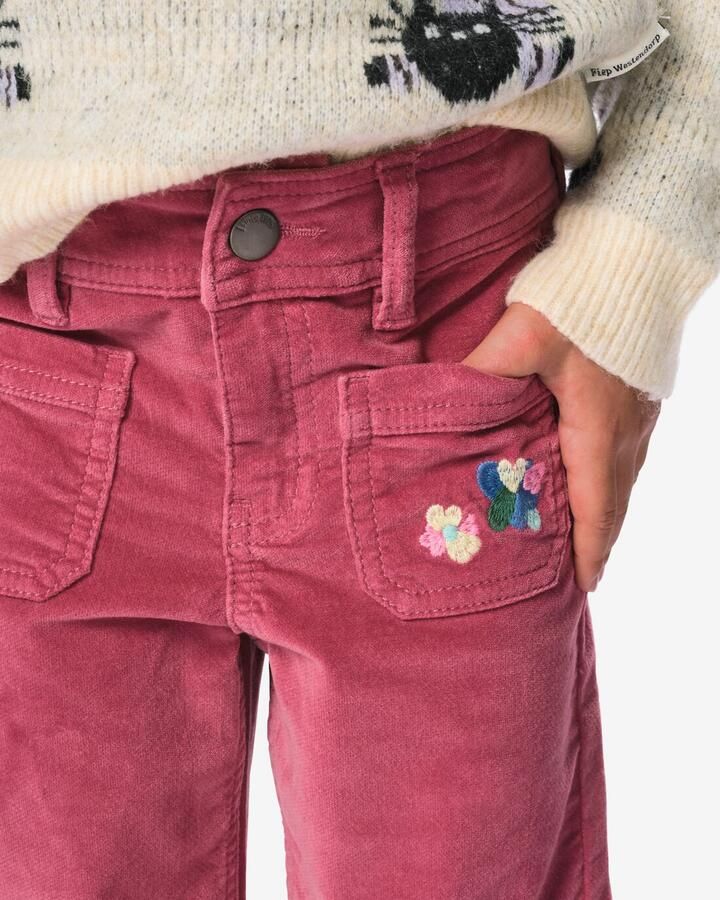 HEMA Kinderbroek Regular Fit Velours Oudroze - Foto 2