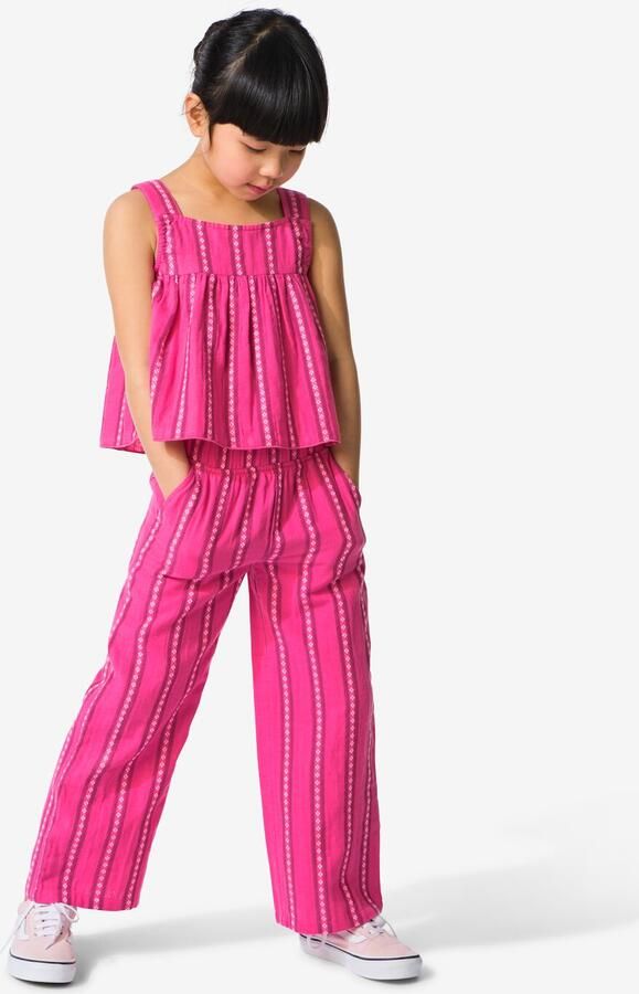 HEMA Kinderbroek Wide Fit Strepen Donkerroze (donkerroze) - Foto 2