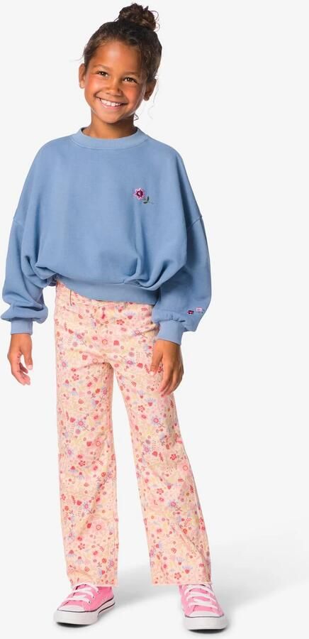 HEMA Kinderbroek Wijd Bloemen Roze (roze)