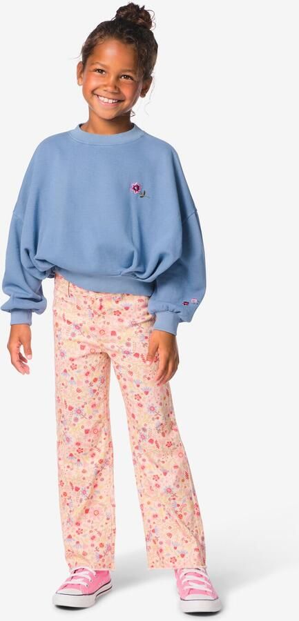 HEMA Kinderbroek Wijd Bloemen Roze (roze)