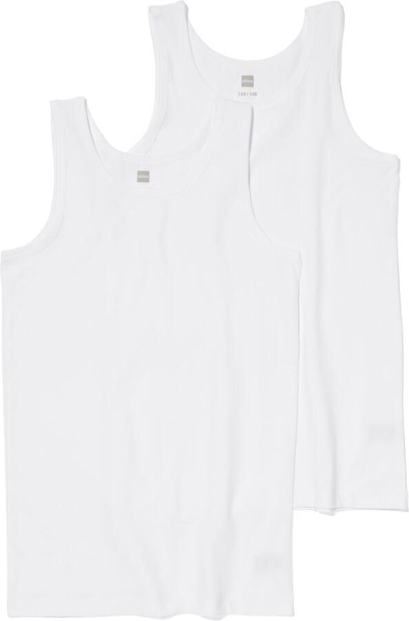 HEMA Kinder Hemden Basic Stretch Katoen 2 Stuks Wit (wit)