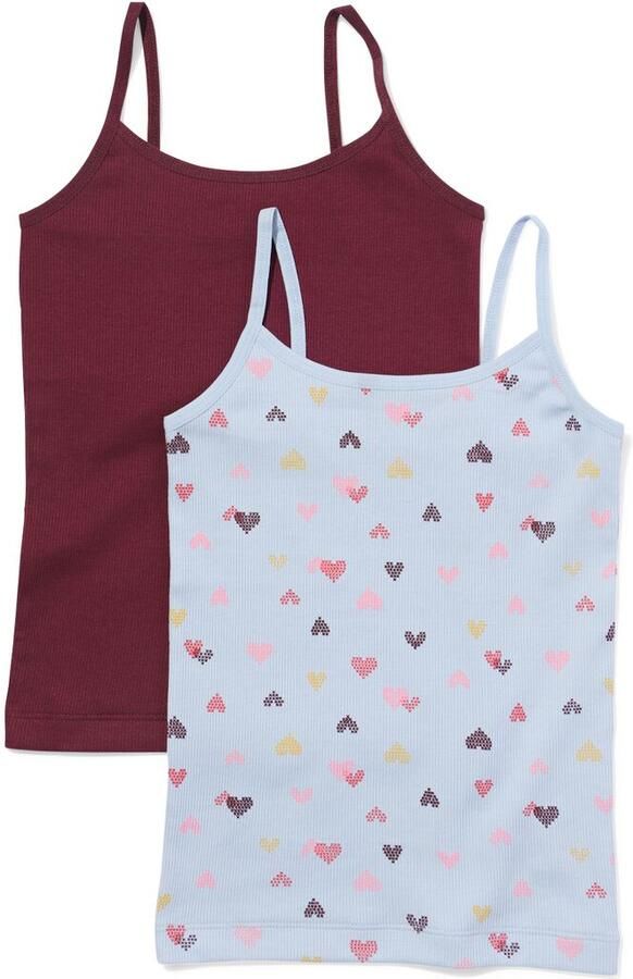 HEMA Kinderhemden Rib Hartjes 2 Stuks Blauw (blauw)
