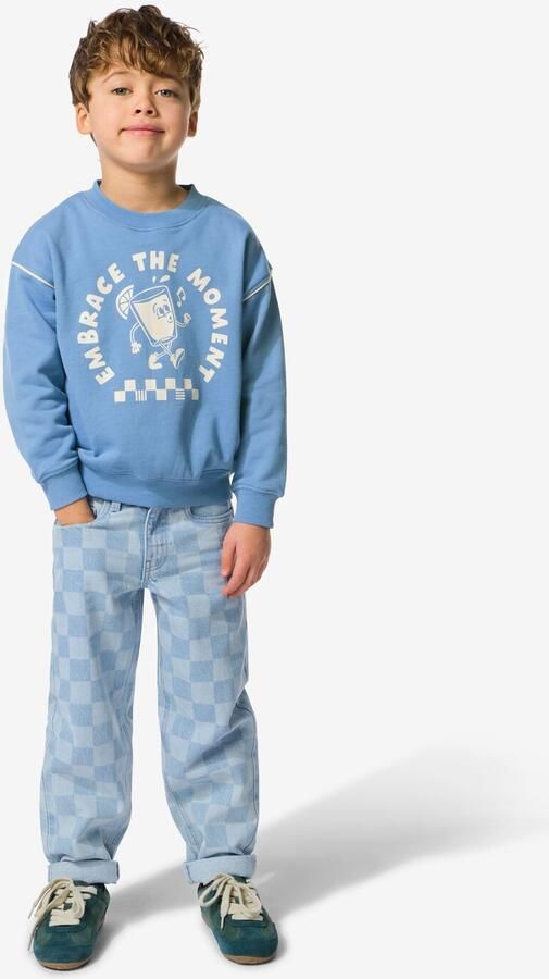 HEMA Kinderjeans Straight Fit Blokken Lichtblauw (lichtblauw)