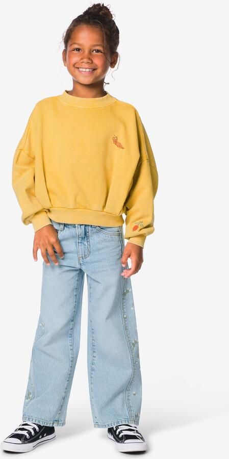 HEMA Kinderjeans Wijd Bloemen Denim (denim)